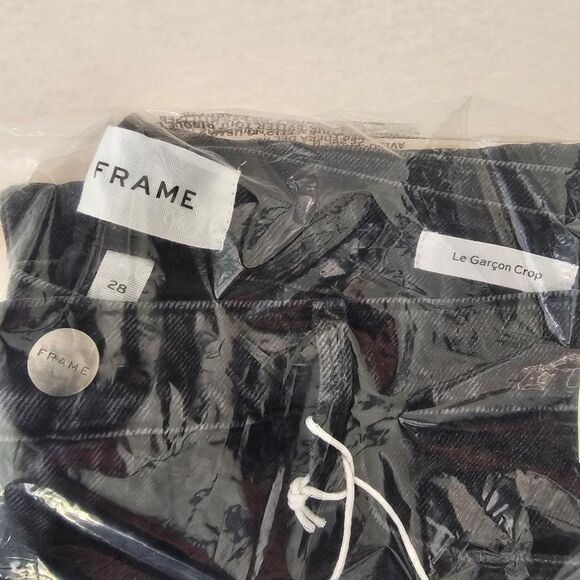 NWT FRAME Le Garçon Crop Boyfriend Jeans Women’s 28 Black Premium Denim - Picture 4 of 4